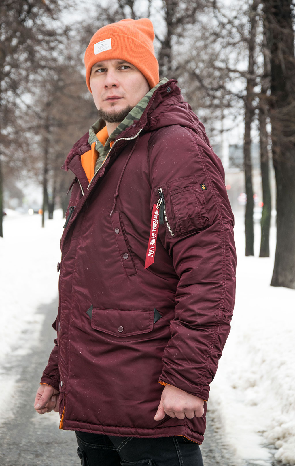 Аляска ALPHA INDUSTRIES SLIM FIT GEN-I N-3B maroon/orange 