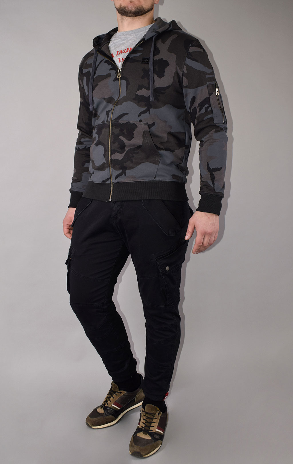 Толстовка ALPHA INDUSTRIES X-FIT ZIP HOODY black camo 