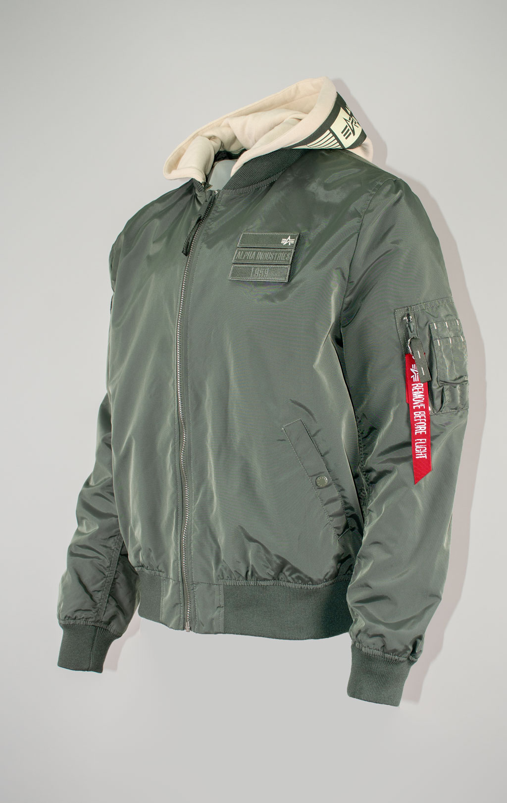 Ветровка-бомбер лётная ALPHA INDUSTRIES TT HOOD CUSTOM MA-1 vintage green 