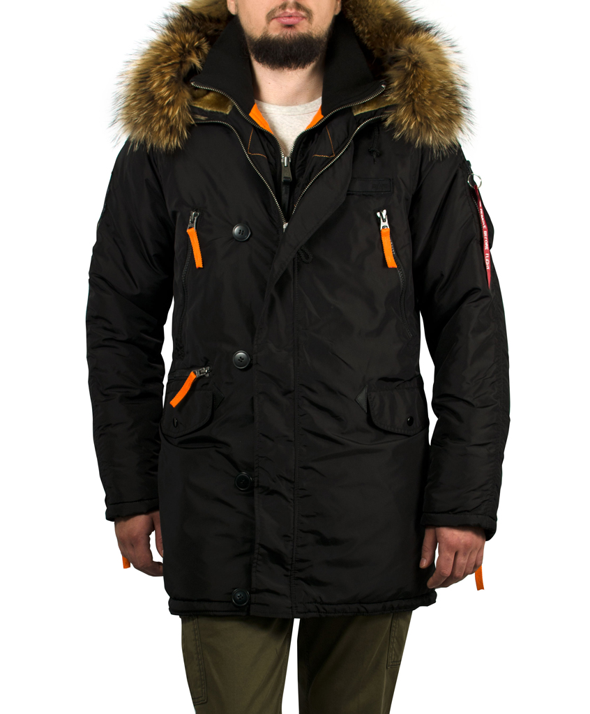 Аляска ALPHA INDUSTRIES PPS N-3B натур. мех black/orange 