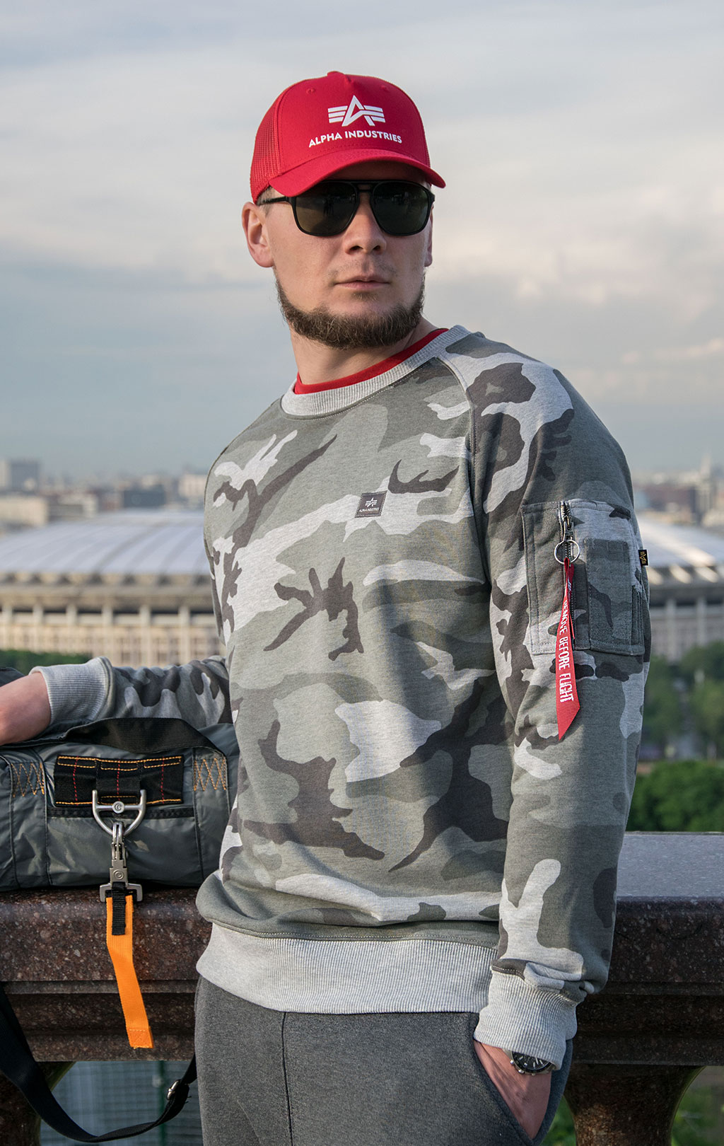 Свитшот ALPHA INDUSTRIES X-FIT SWEAT grey camo 