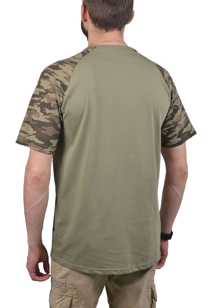 Футболка ALPHA INDUSTRIES CAMO SLEEVE T olive 