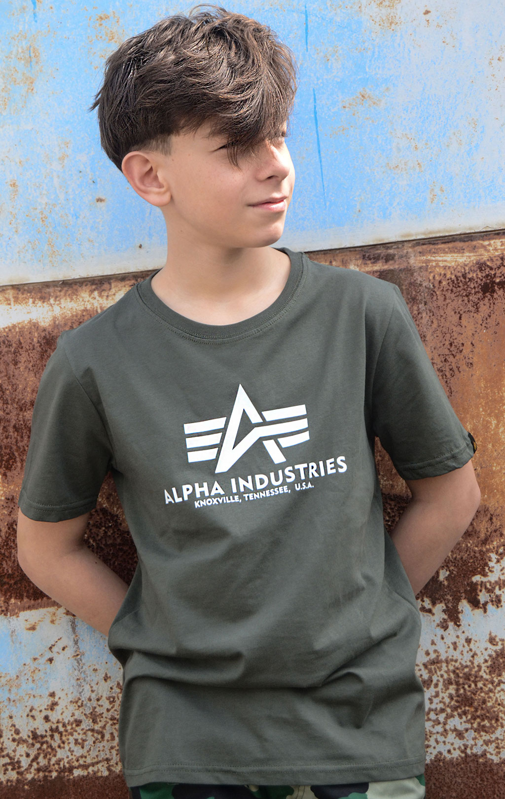 Детская футболка ALPHA INDUSTRIES BASIC T dark olive 