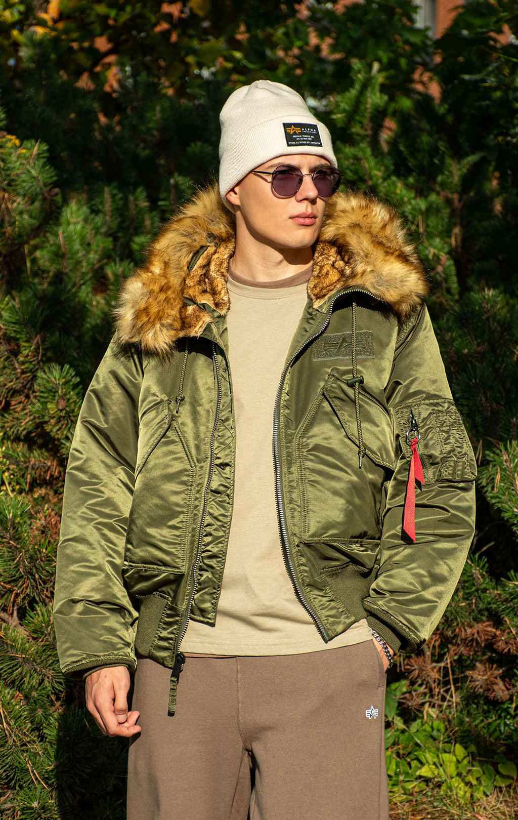 Аляска короткая ALPHA INDUSTRIES 45P HOODED CUSTOM dark green 