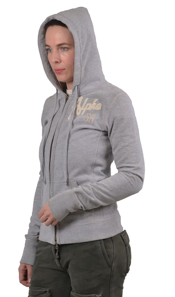 Женская толстовка ALPHA INDUSTRIES VINT.TRACK ZIP HOODY grey heather 