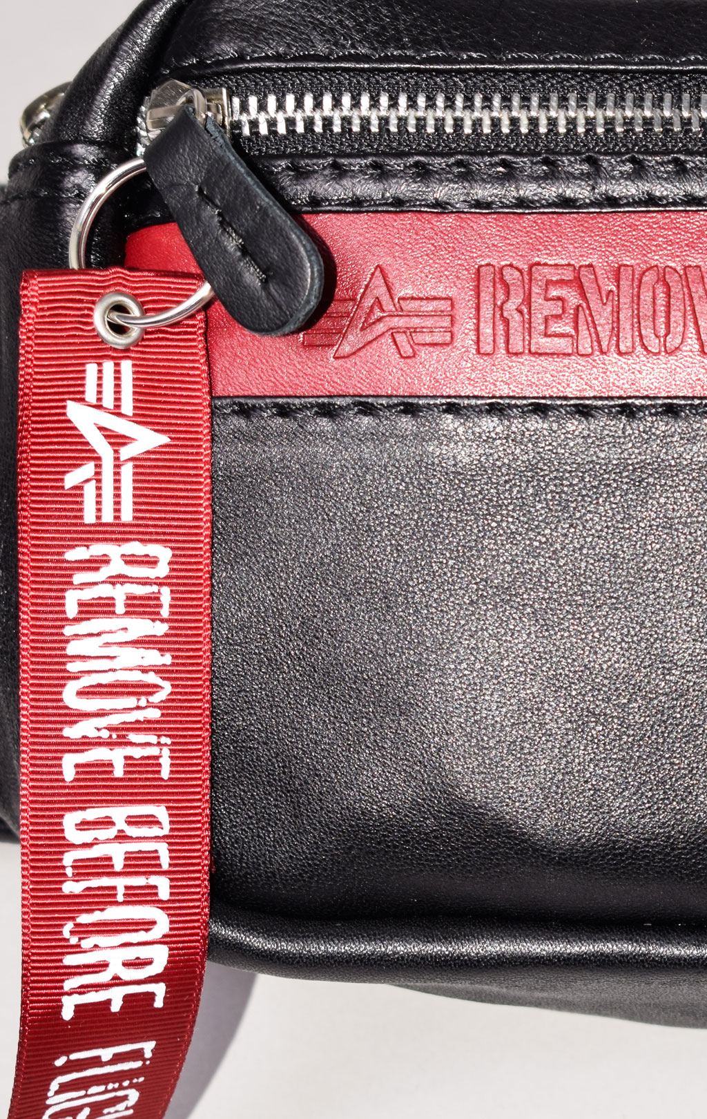 Сумка поясная ALPHA INDUSTRIES RBF LEATHER WAIST BAG black/red 