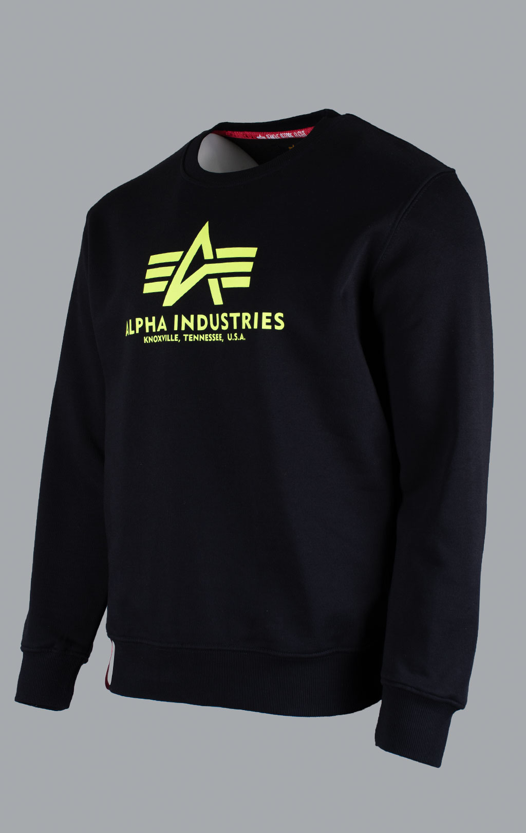 Свитшот ALPHA INDUSTRIES BASIC SWEATER black/neon yellow 