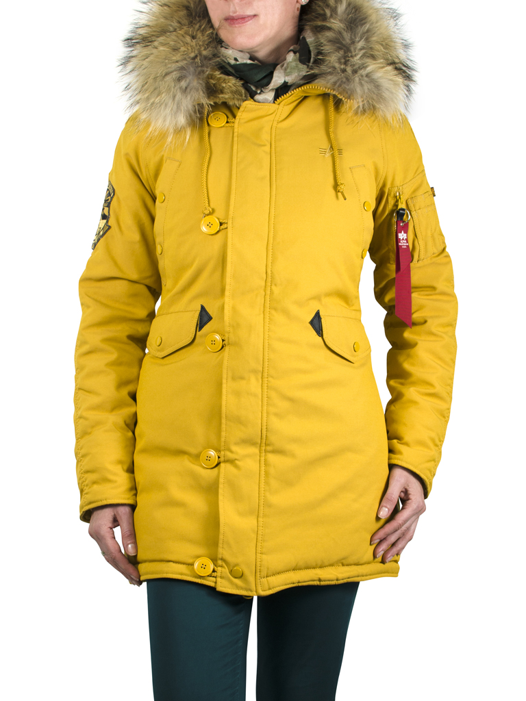 Женская аляска ALPHA INDUSTRIES EXPLORER натур. мех mustard 