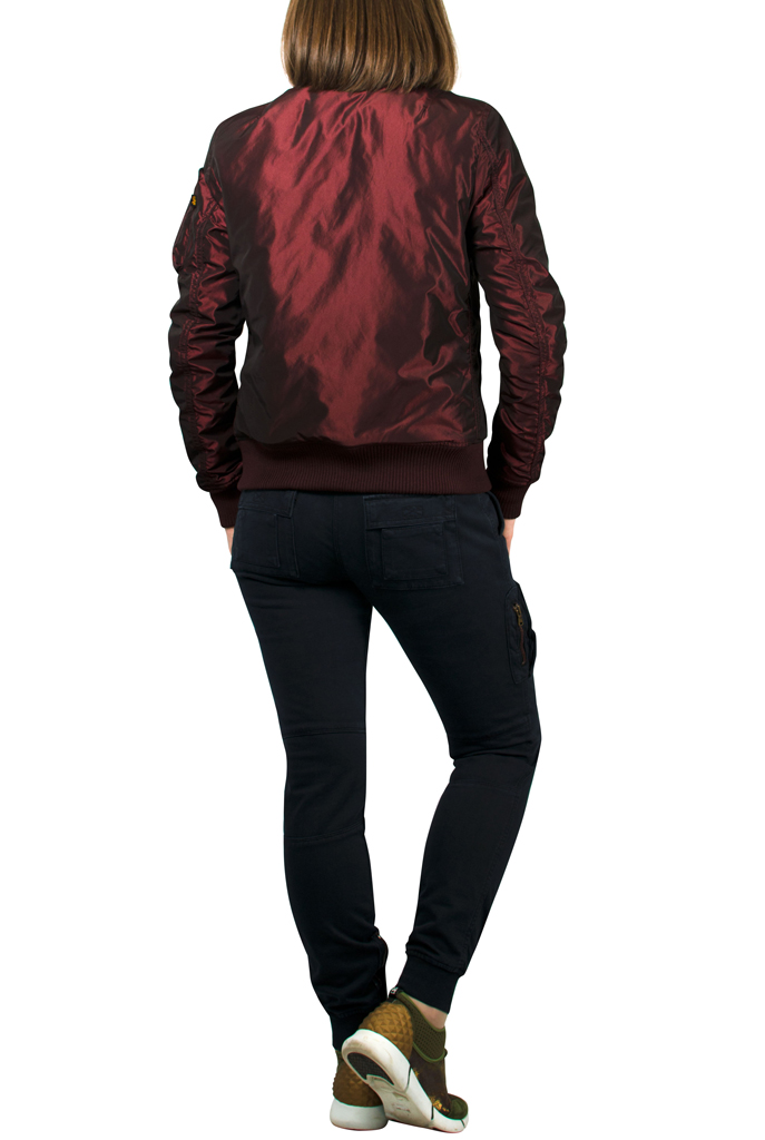 Женская куртка-бомбер лётная ALPHA INDUSTRIES VF PM IRIDIUM MA-1 burgundy 