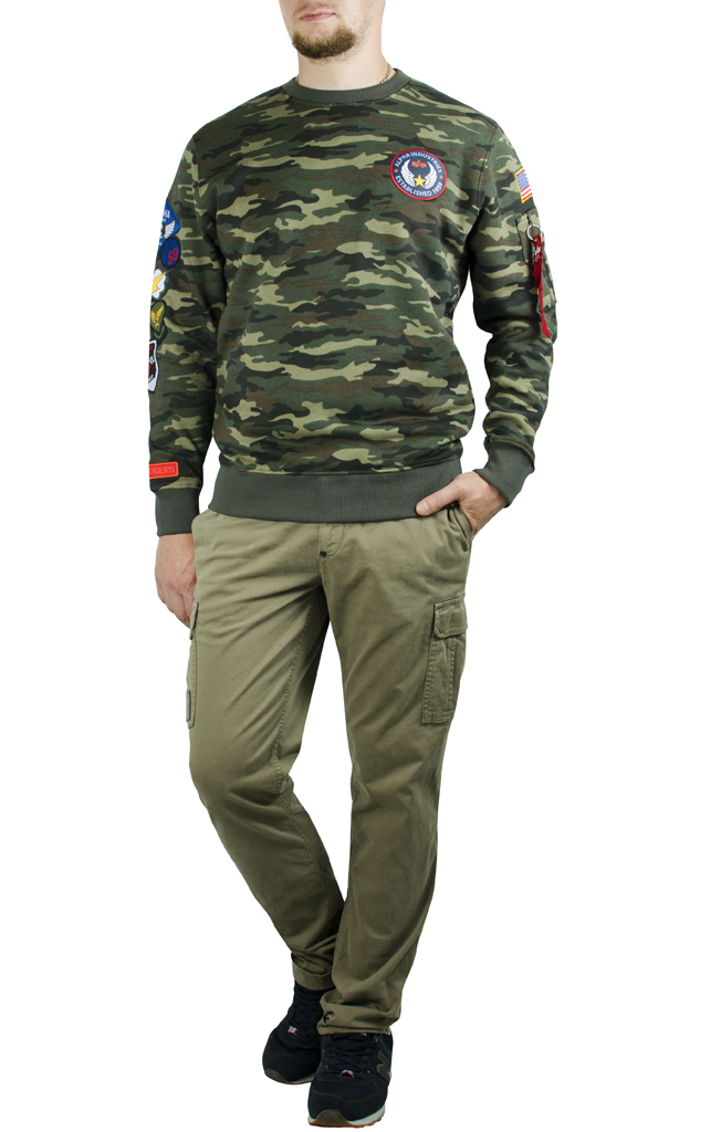 Свитшот ALPHA INDUSTRIES PATCH camo woodland 