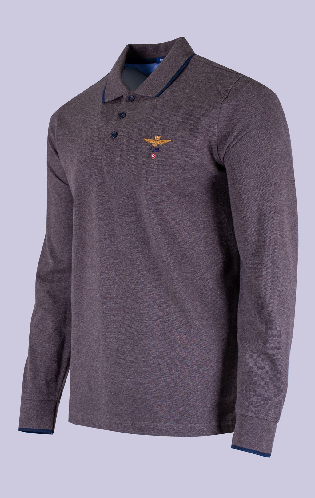 Поло-лонгслив AERONAUTICA MILITARE FW 26/27/TR brown melange (PO 1653) 