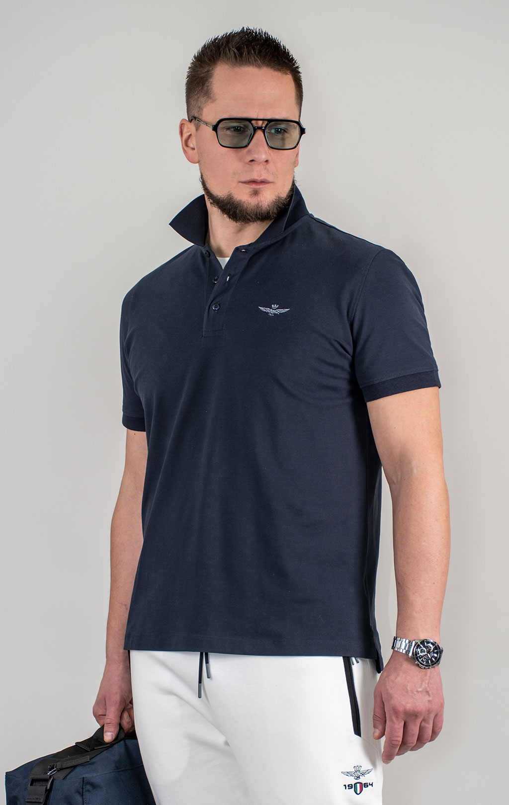 Футболка-поло AERONAUTICA MILITARE SS 25 m/BD blue navy (PO 1843) 