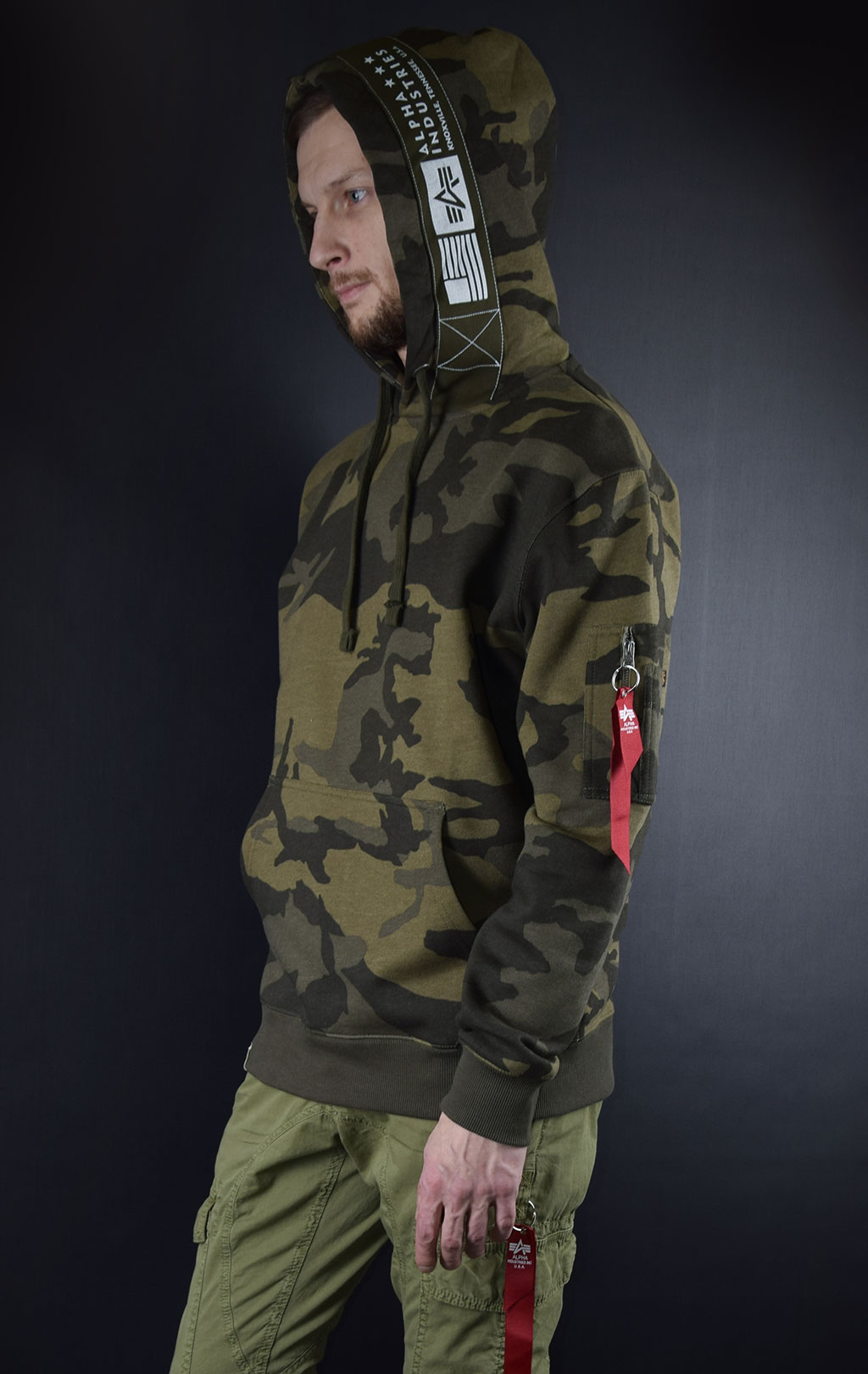 Толстовка ALPHA INDUSTRIES PRINTED TAPE HOODY olive camo 