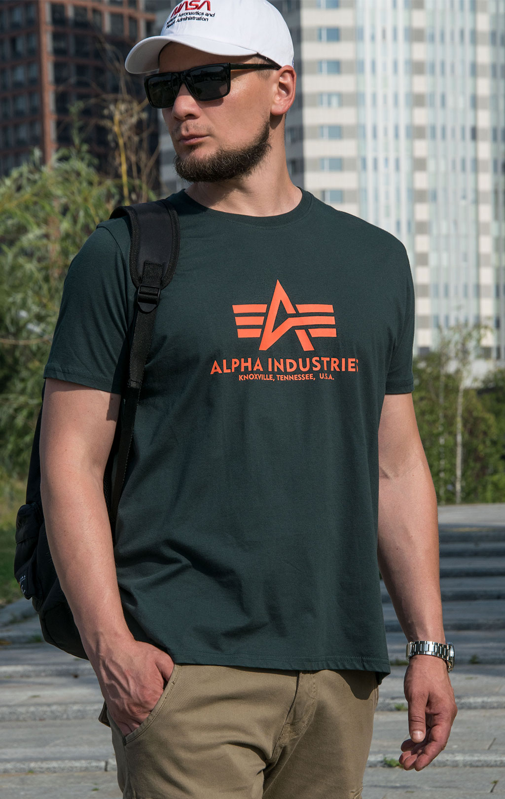 Футболка ALPHA INDUSTRIES BASIC T big size dark petrol 