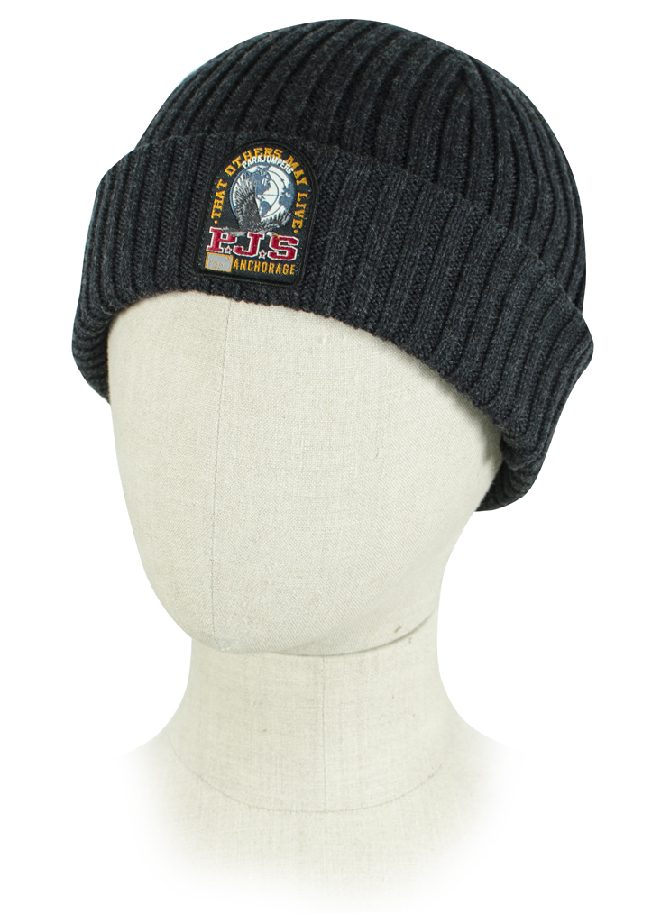 Шапка вязаная PARAJUMPERS RIB HAT black melange 