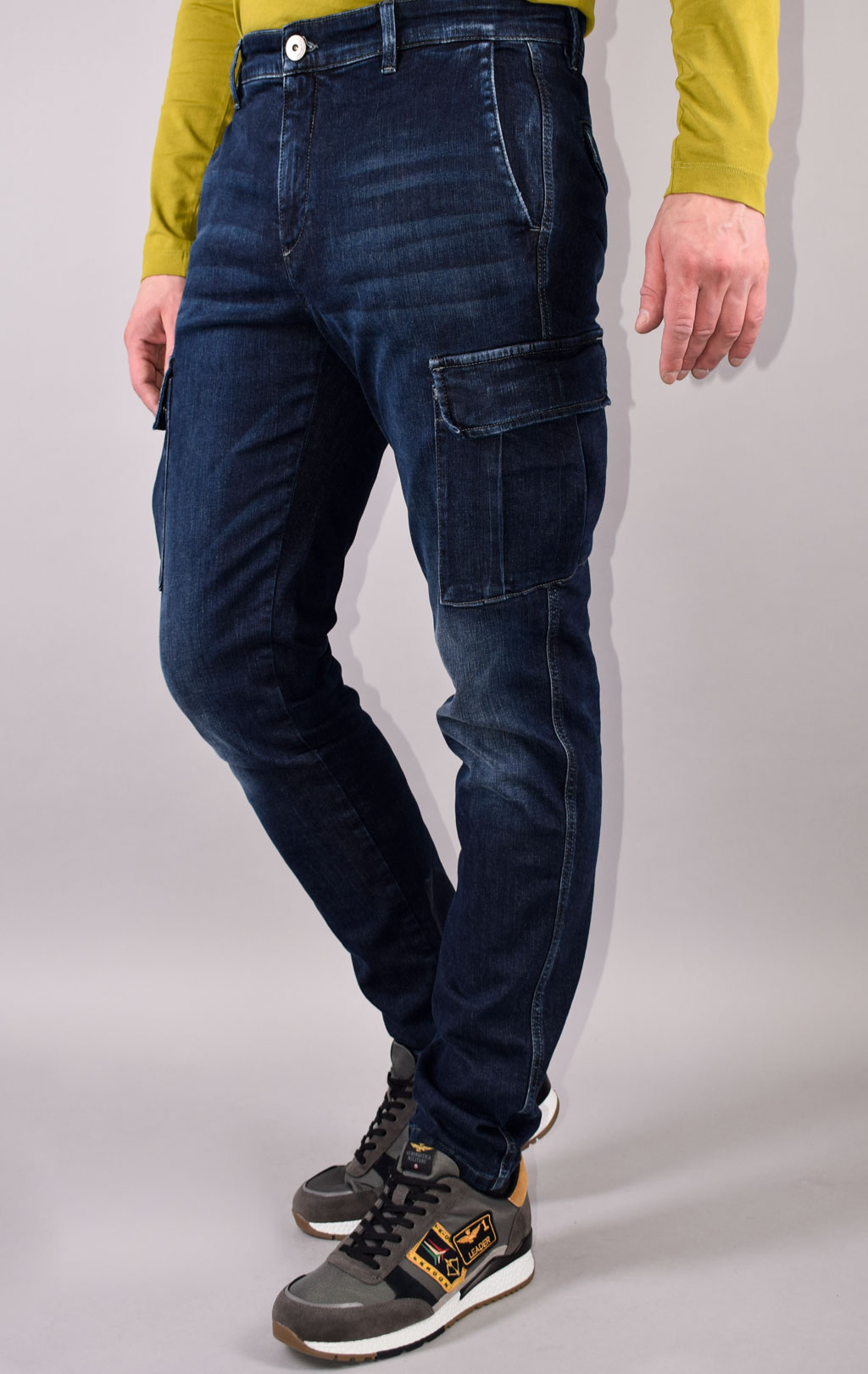 Брюки-карго AERONAUTICA MILITARE big size плотные FW 21/22/TN lavaggio medio scuro (PA 1458)