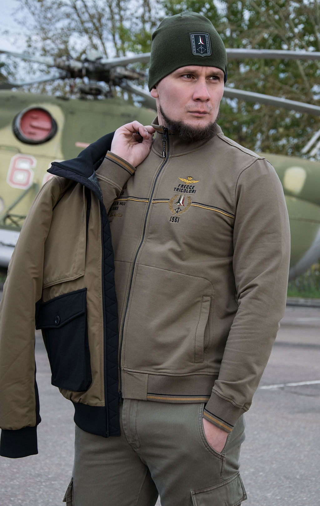 Олимпийка AERONAUTICA MILITARE big size FW 21/22/TR verde militare (FE 1633) 