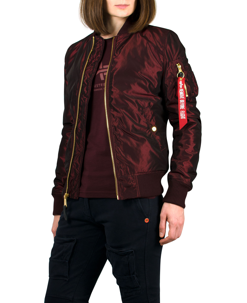 Женская куртка-бомбер лётная ALPHA INDUSTRIES VF PM IRIDIUM MA-1 burgundy 