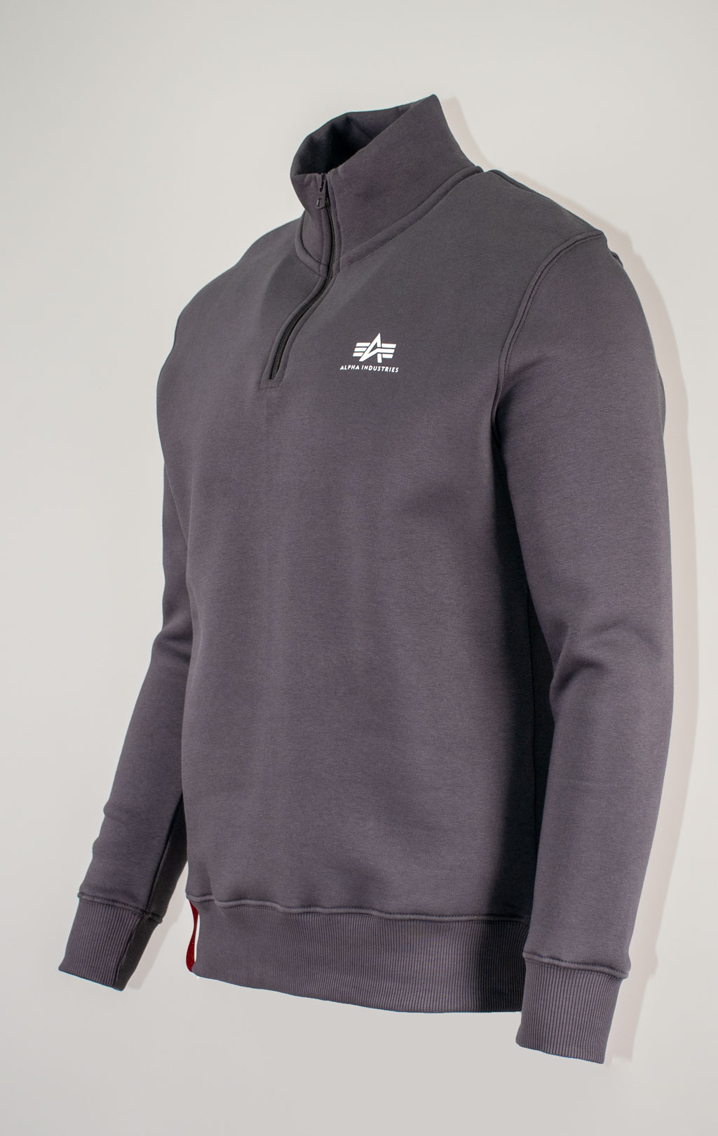 Толстовка ALPHA INDUSTRIES HALF ZIP SWEATER SMALL LOGO vintage grey 