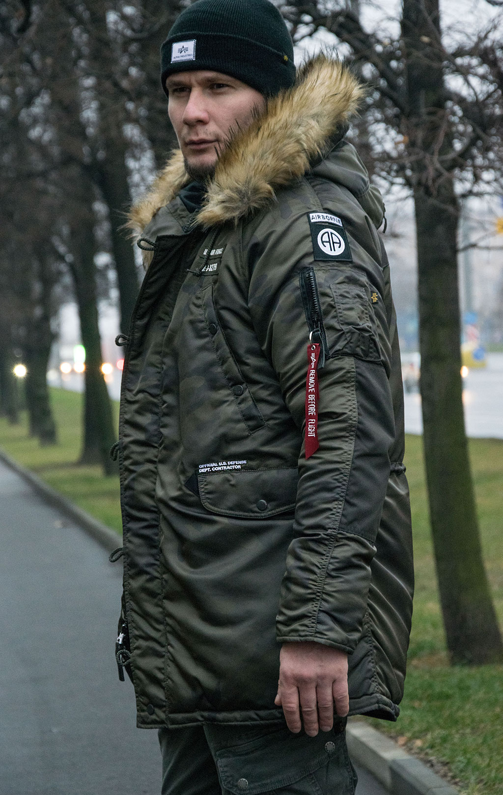 Аляска ALPHA INDUSTRIES AIRBORNE N-3B dark olive camo 