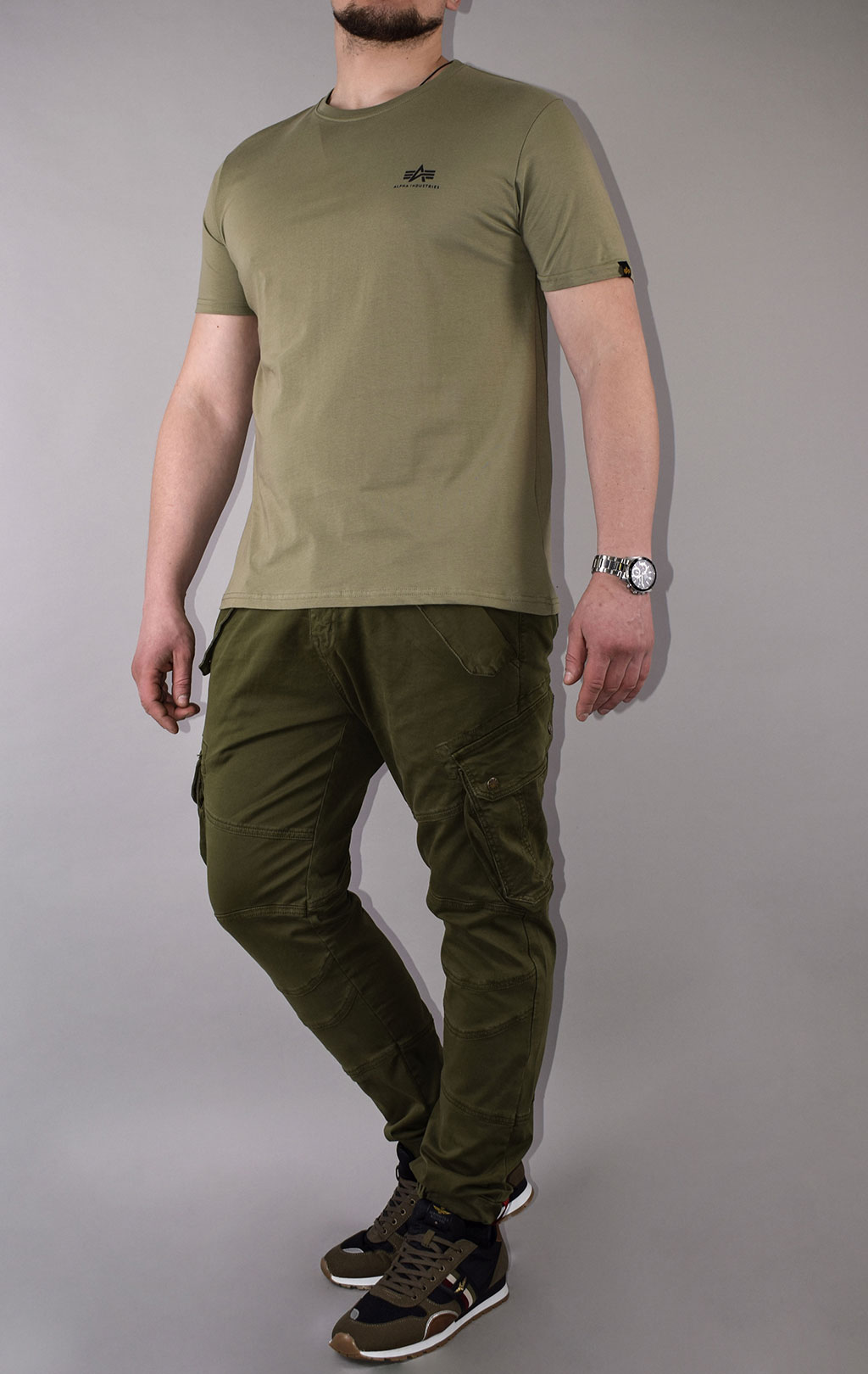 Футболка ALPHA INDUSTRIES BASIC T SMALL LOGO big size olive 