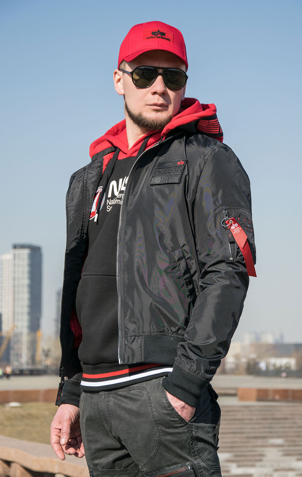 Ветровка-бомбер лётная ALPHA INDUSTRIES TT HOOD CUSTOM MA-1 black 