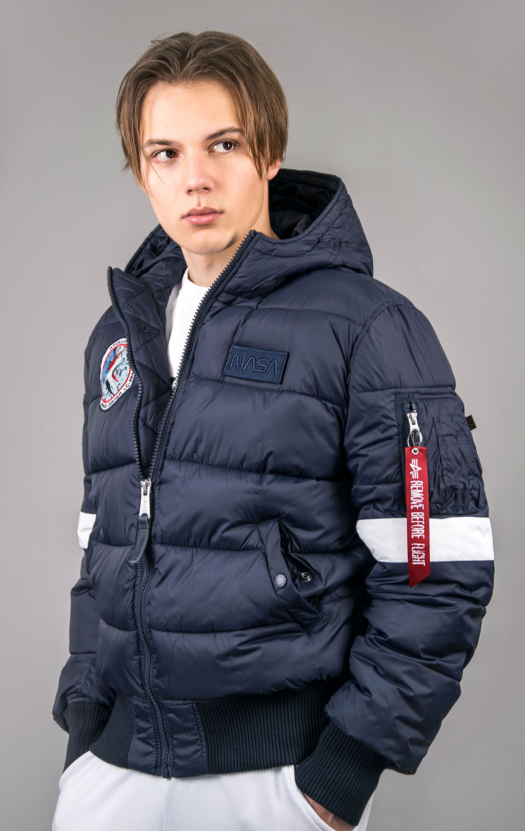 Куртка ALPHA INDUSTRIES HOODED PUFFER FD NASA rep. blue 