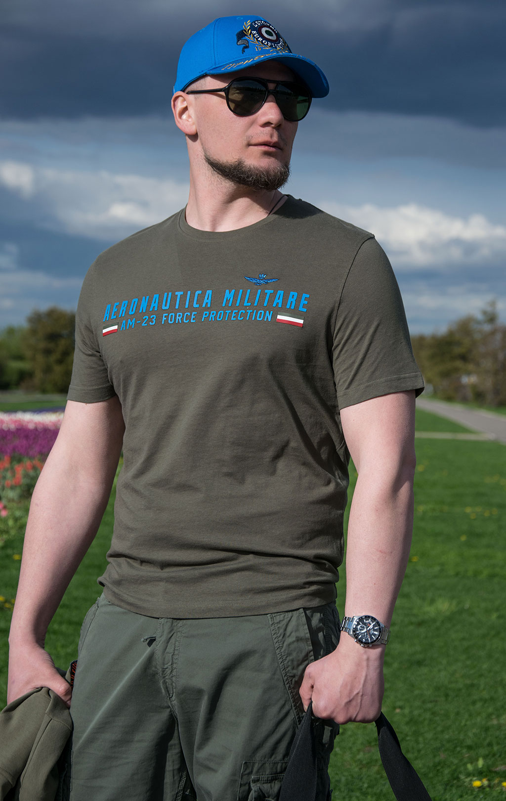 Футболка AERONAUTICA MILITARE SS 22/BD verde militare (TS 1942) 
