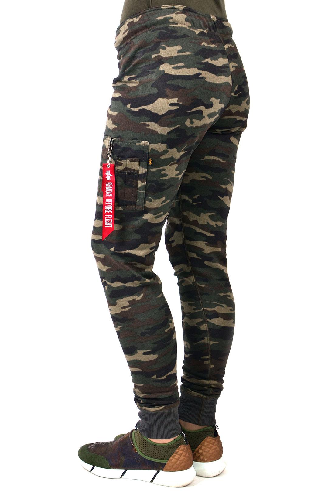Женские брюки спортивные джоггеры ALPHA INDUSTRIES X-FIT SWEAT CARGO PANT camo woodland 65 