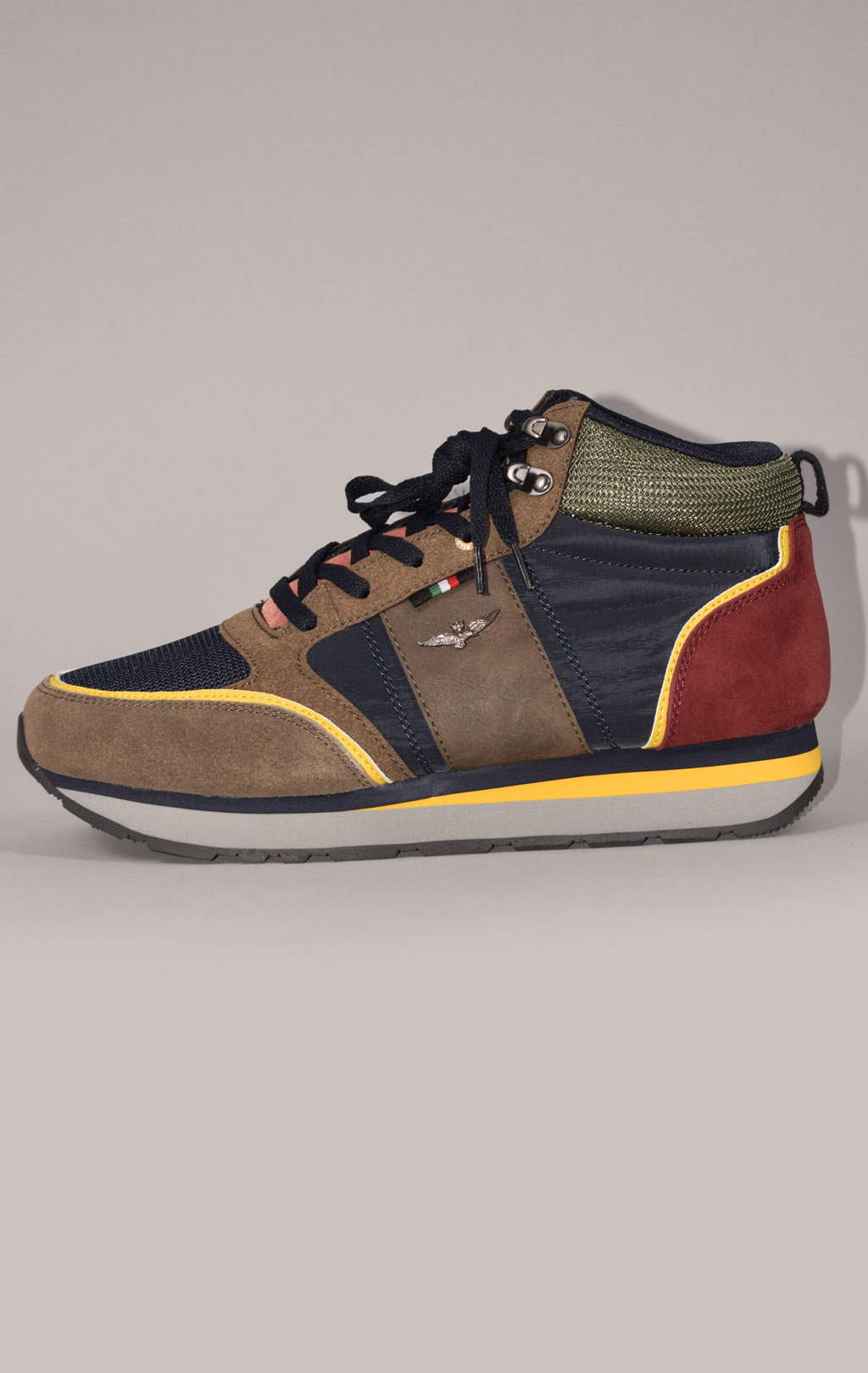 Кроссовки высокие AERONAUTICA MILITARE FW 22/23 m/CN blue/bordeaux/giallo/beige (SC 230) 