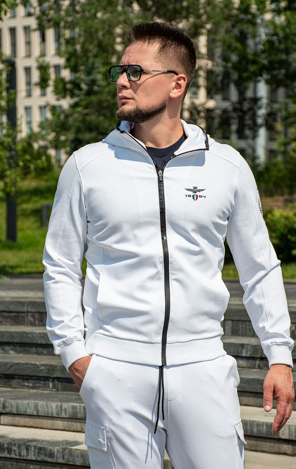 Толстовка с капюшоном AERONAUTICA MILITARE SS 25 m/BD off white (AF 497) 