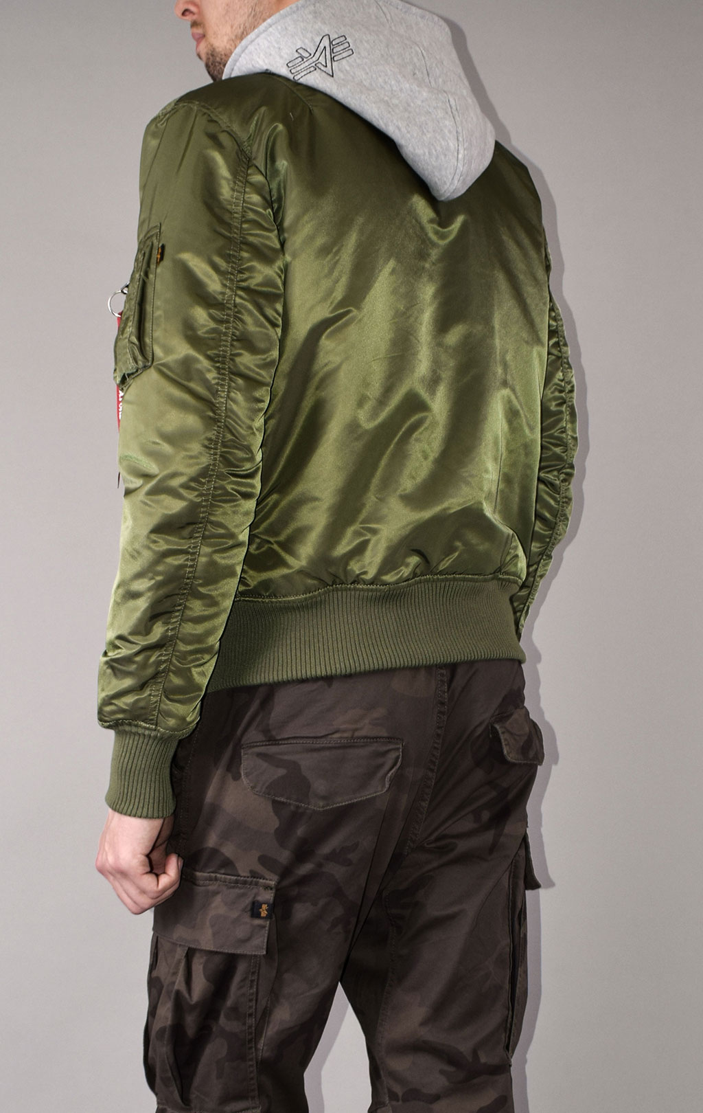 Куртка-бомбер лётная ALPHA INDUSTRIES D-Tec big size MA-1 sage green 