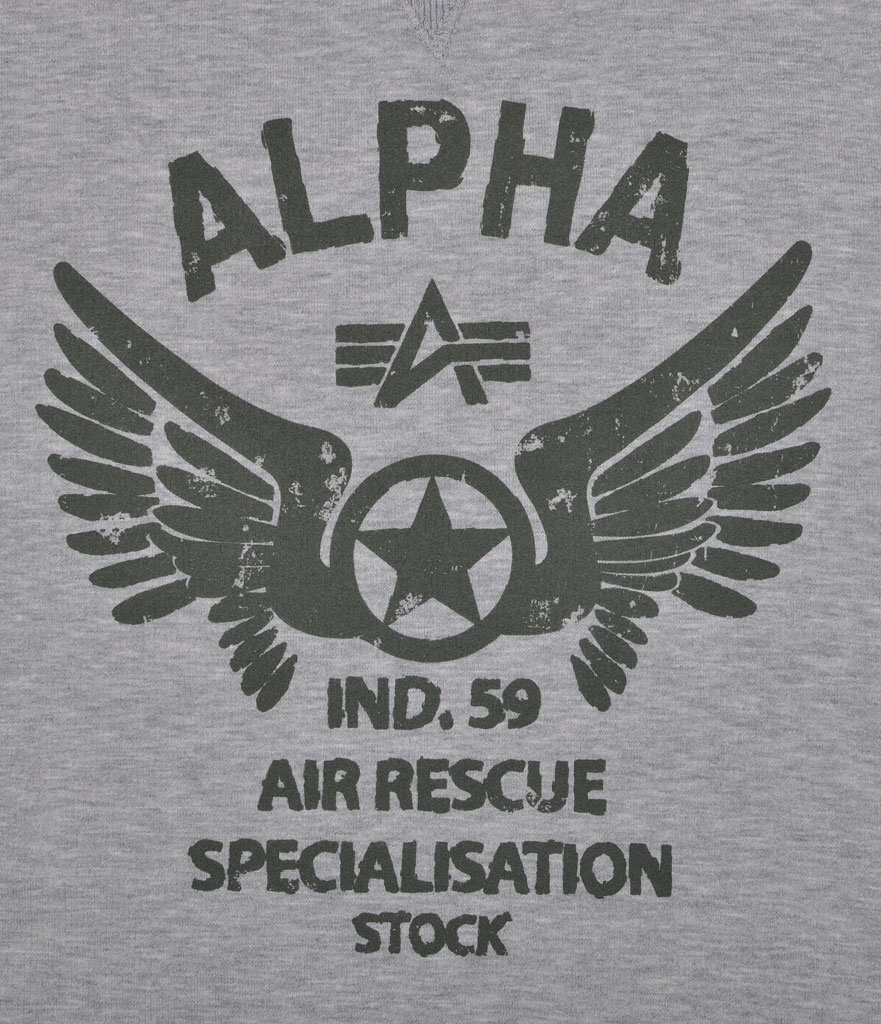 Свитшот ALPHA INDUSTRIES RESCUE CREW NECK grey heather 