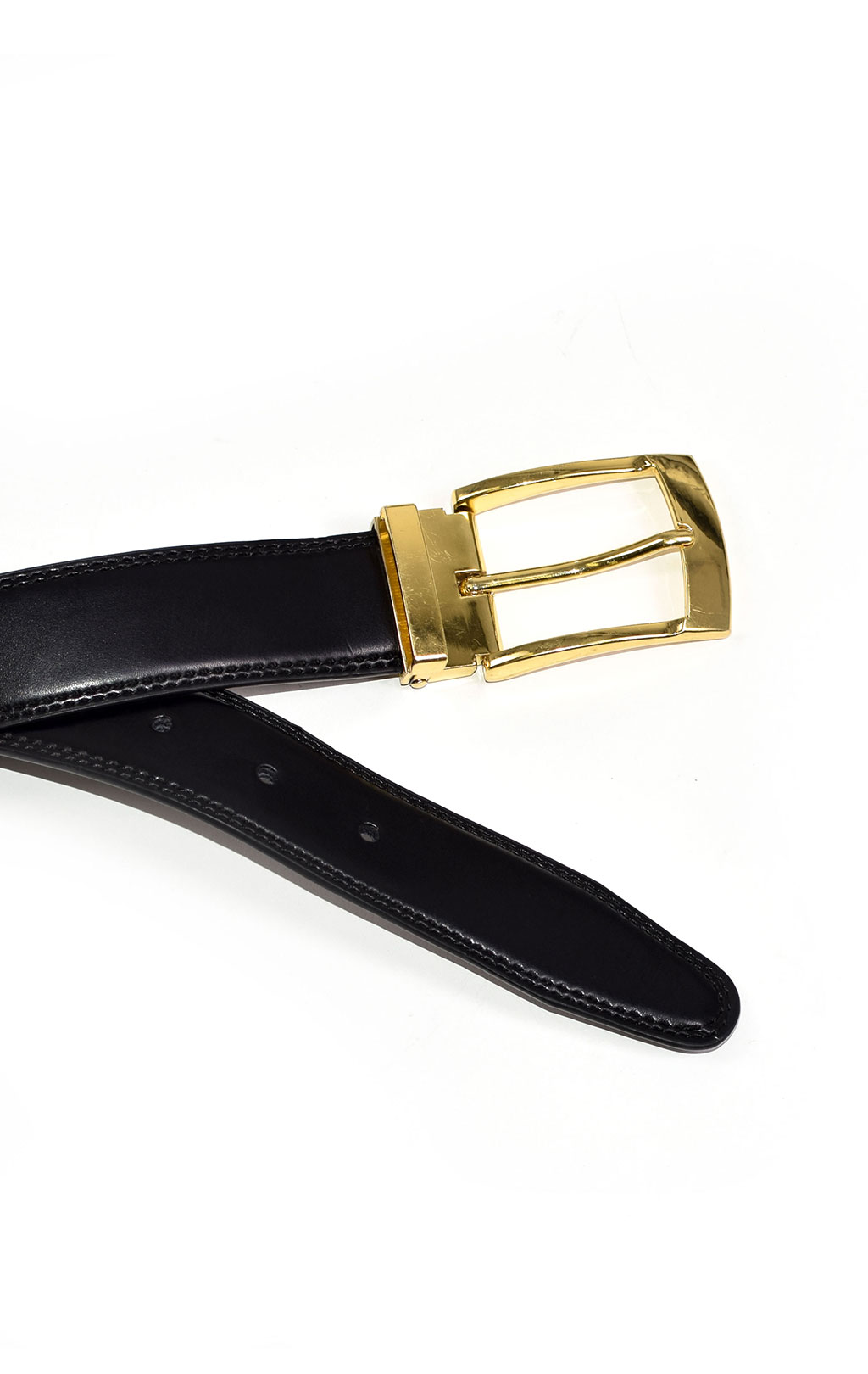 Ремень одношпеньковый кожа gold buckle black Голландия