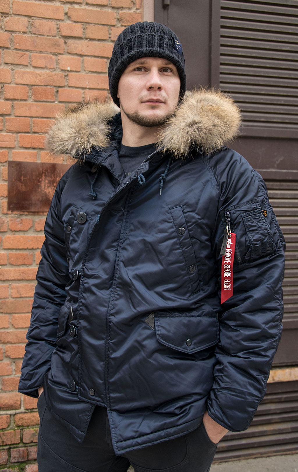 Аляска ALPHA INDUSTRIES CLASSIC N-3B натур. мех rep. blue 