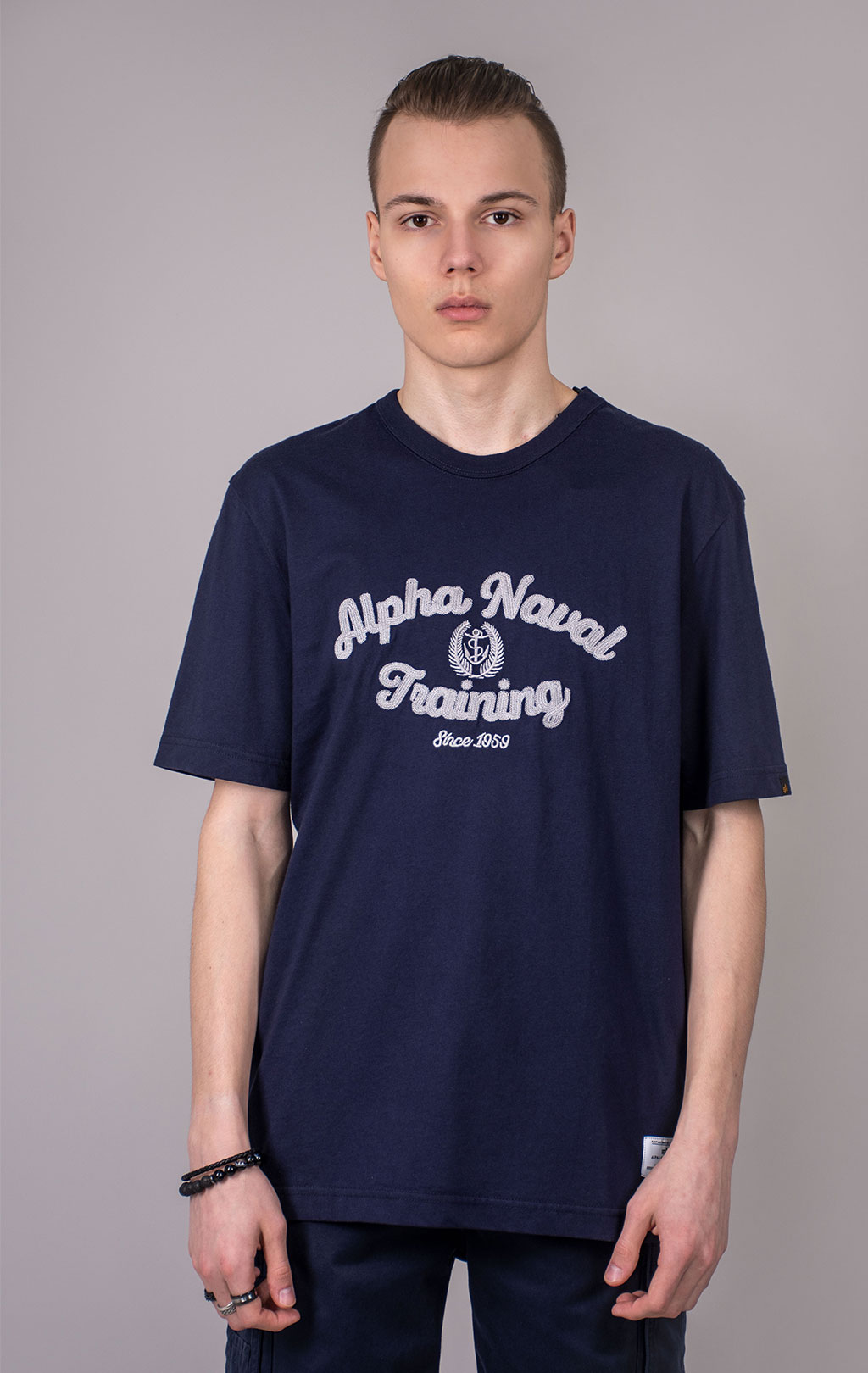 Футболка ALPHA INDUSTRIES ALPHA NAVAL TRAINING TEE SS 24 replica blue 