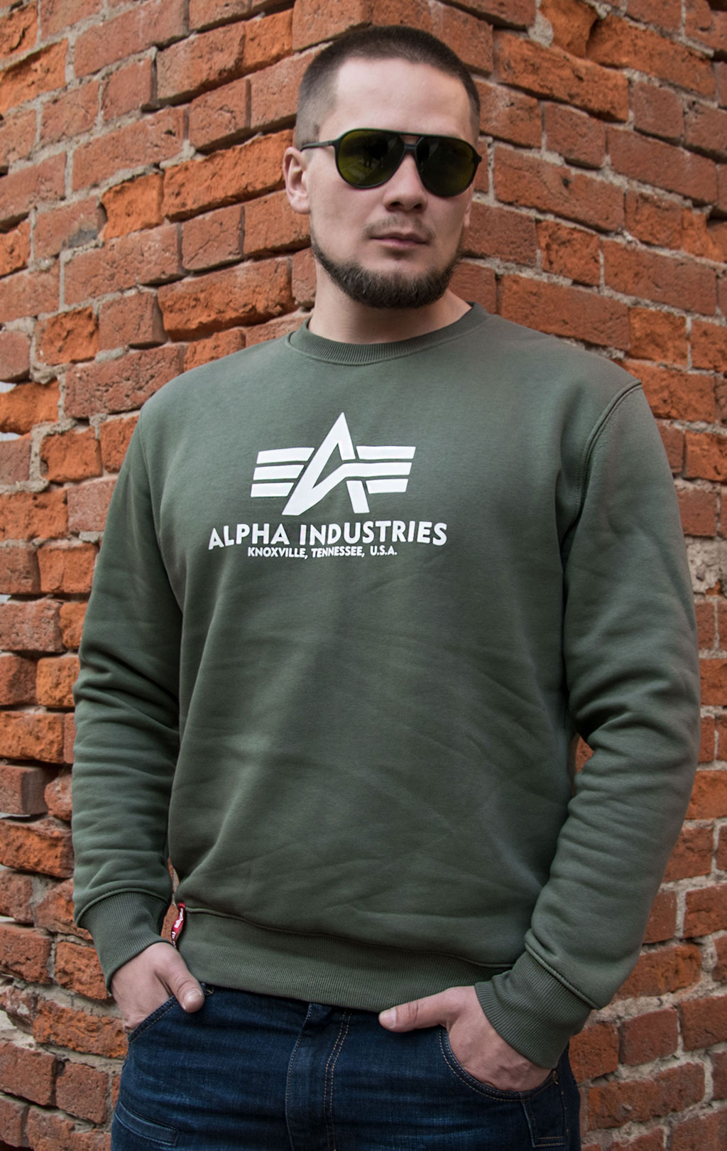 Свитшот ALPHA INDUSTRIES BASIC SWEATER dark olive 