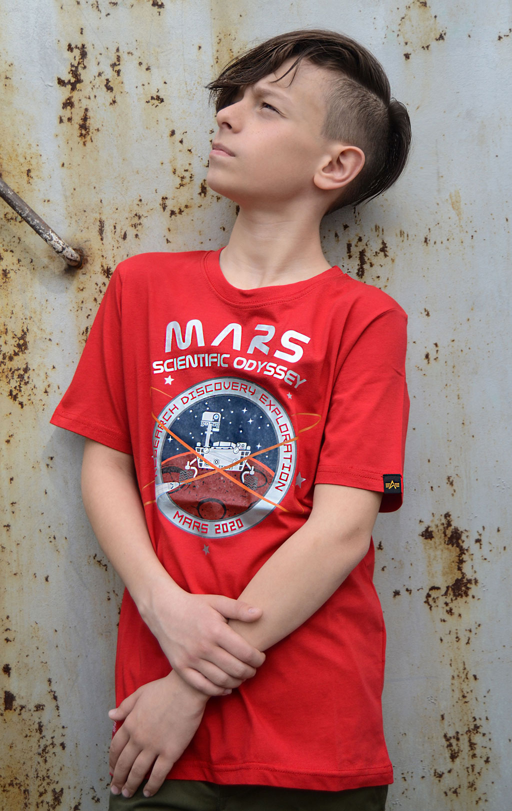 Детская футболка ALPHA INDUSTRIES NASA MISSION TO MARS T speed red 