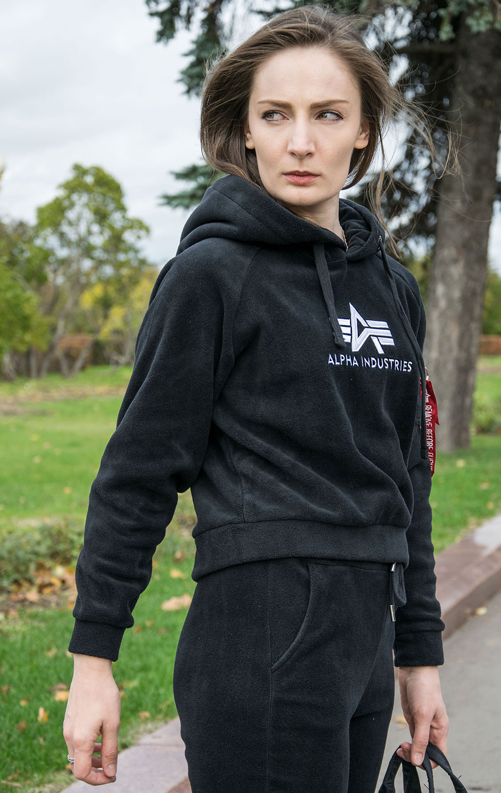 Женская толстовка ALPHA INDUSTRIES POLAR FLEECE HOODY OS black 