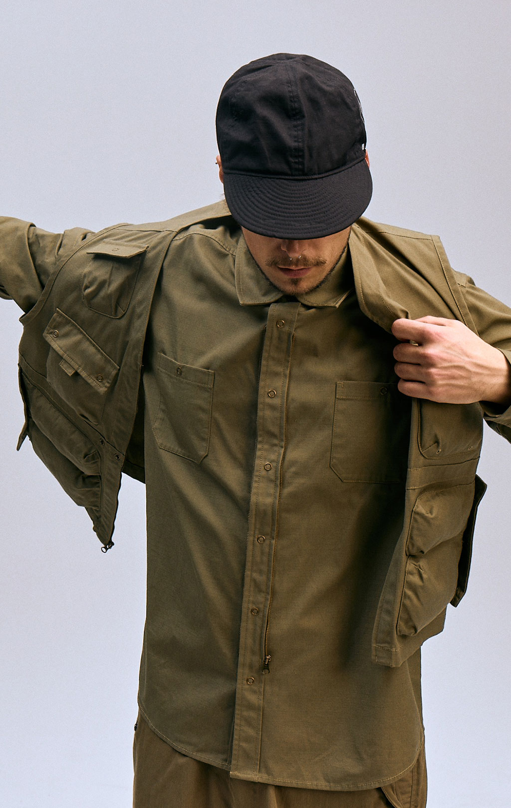 Ветровка трансформер ALPHA INDUSTRIES C-1 MOD SHIRT JACKET SS 24 m OG-107 green 