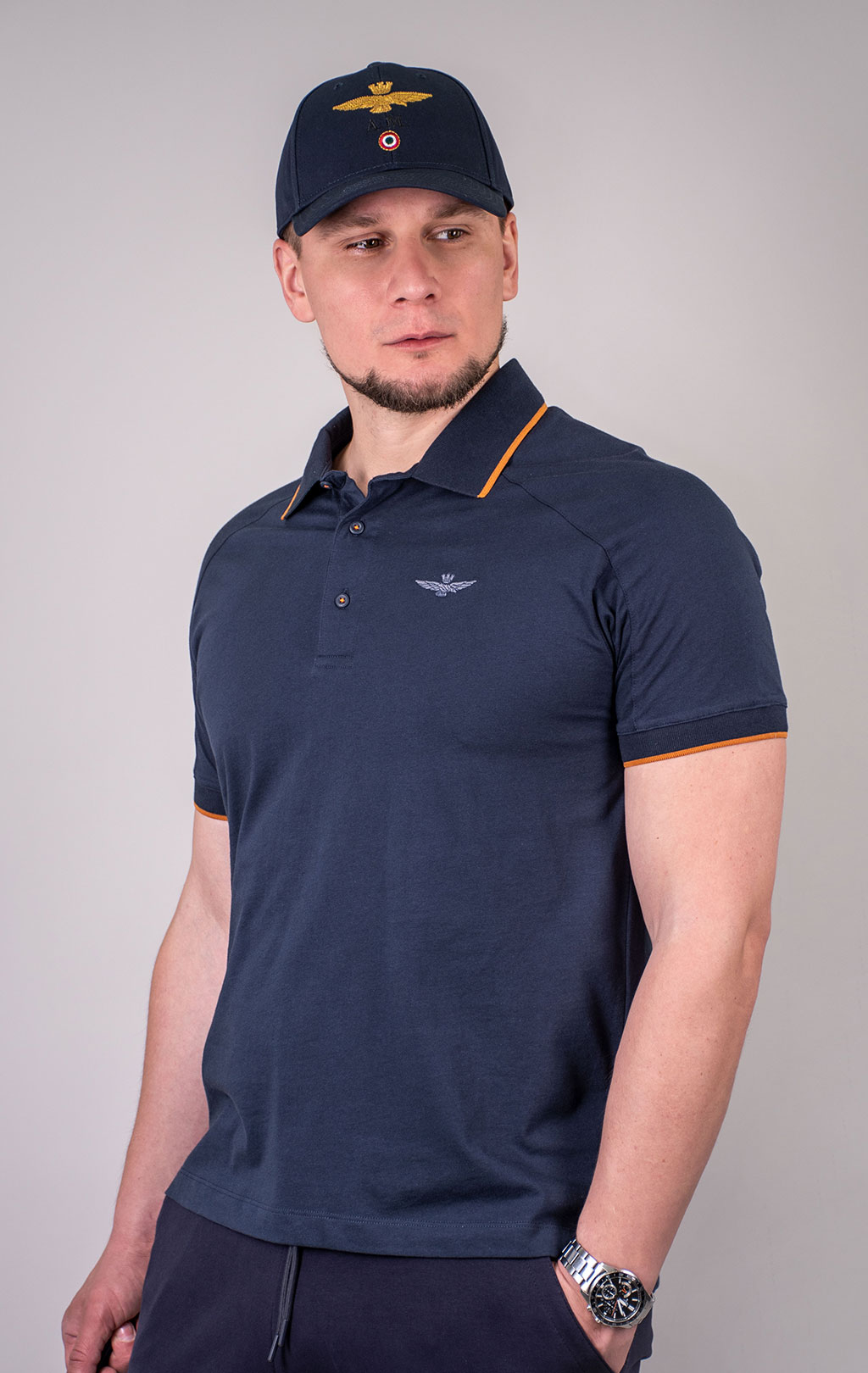 Футболка-поло AERONAUTICA MILITARE SS 24 m/TR blue navy (PO 1767) 