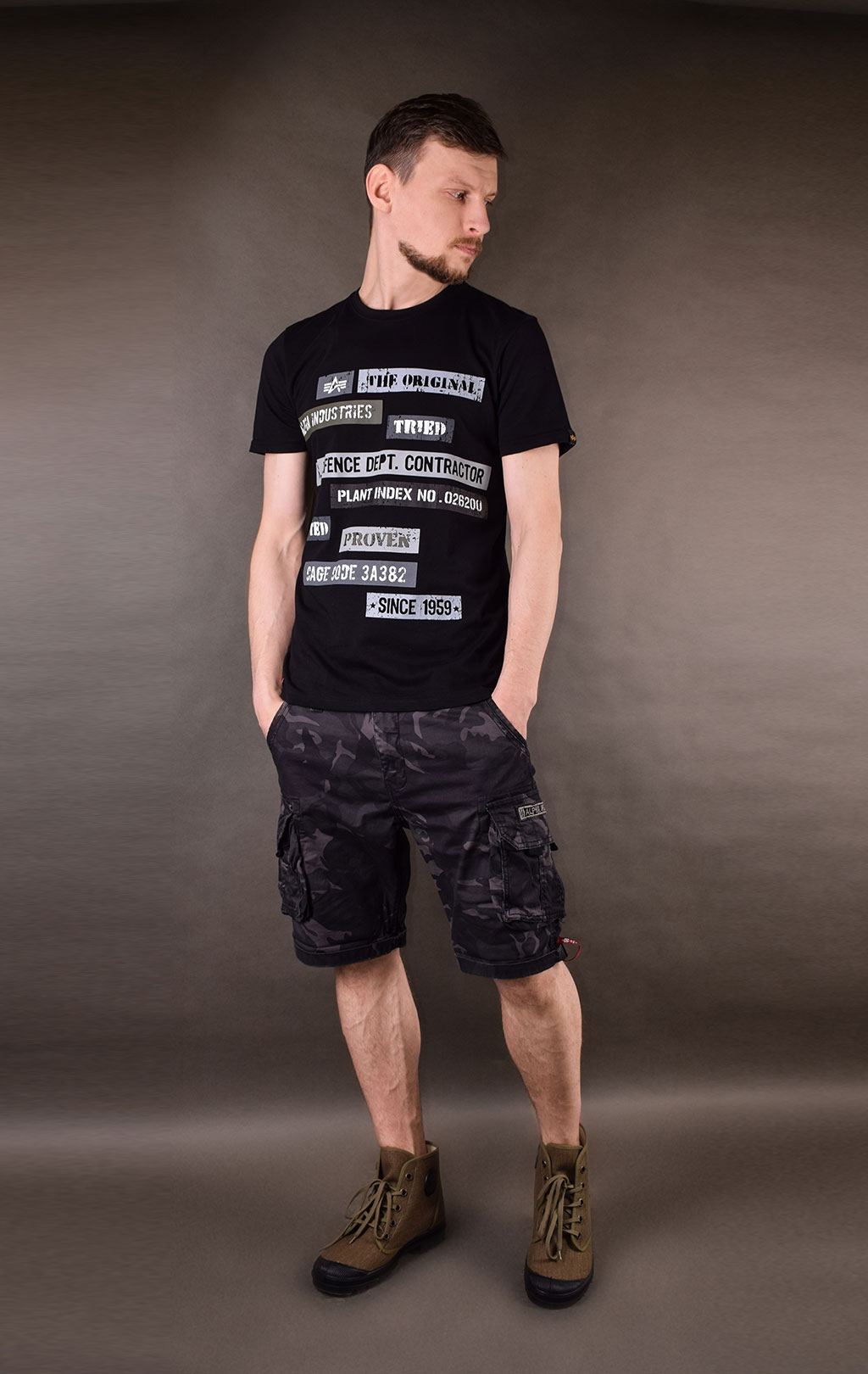 Шорты ALPHA INDUSTRIES CREW SHORT black camo 