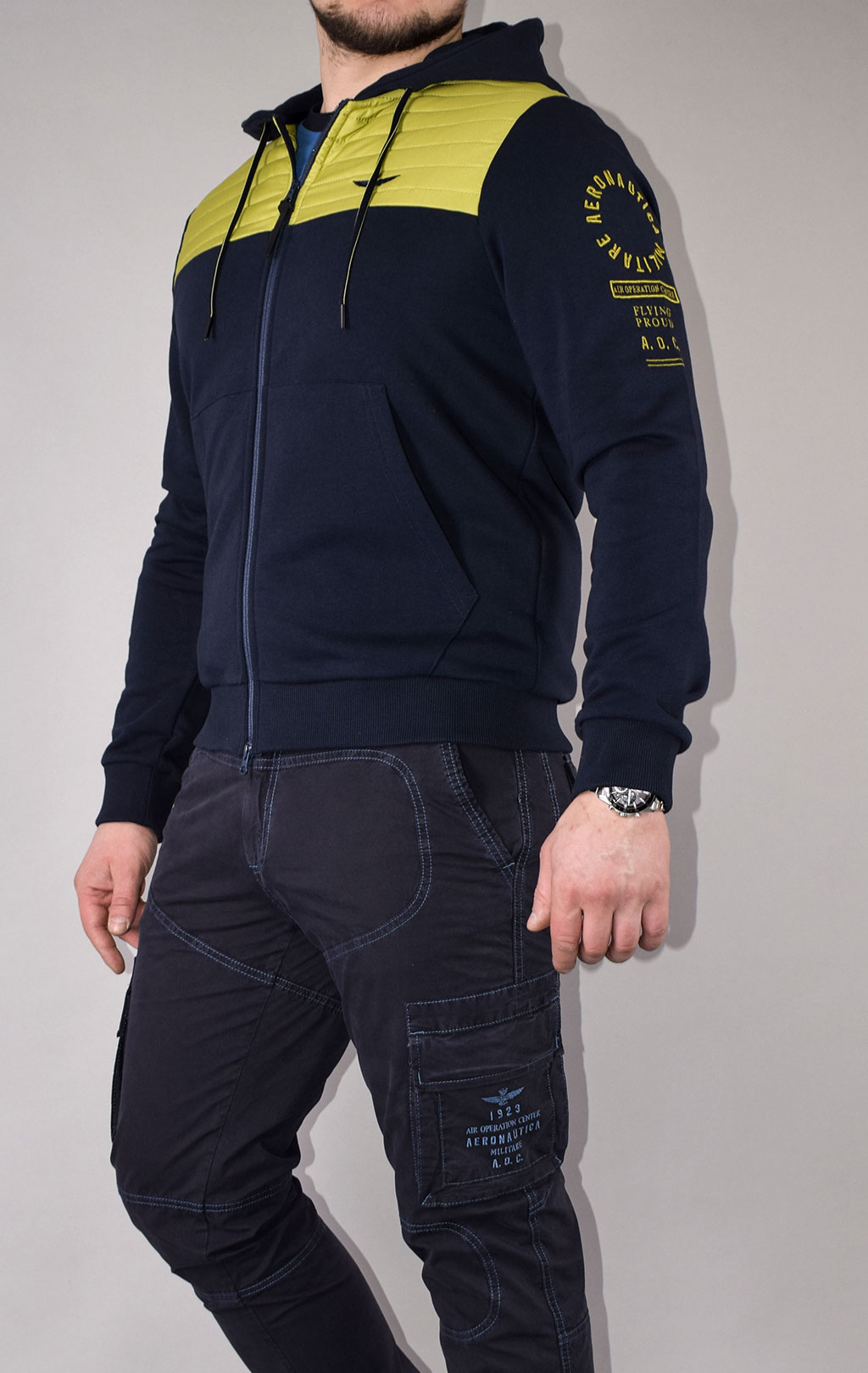 Толстовка с капюшоном AERONAUTICA MILITARE SS 21/IT grinch/blue navy (AF 420) 