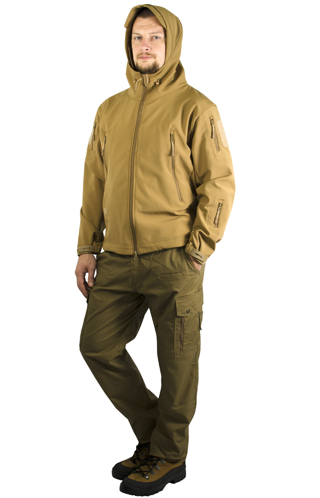 Куртка тактическая Outdoor Tactical Soft Shell с капюшоном coyote Китай