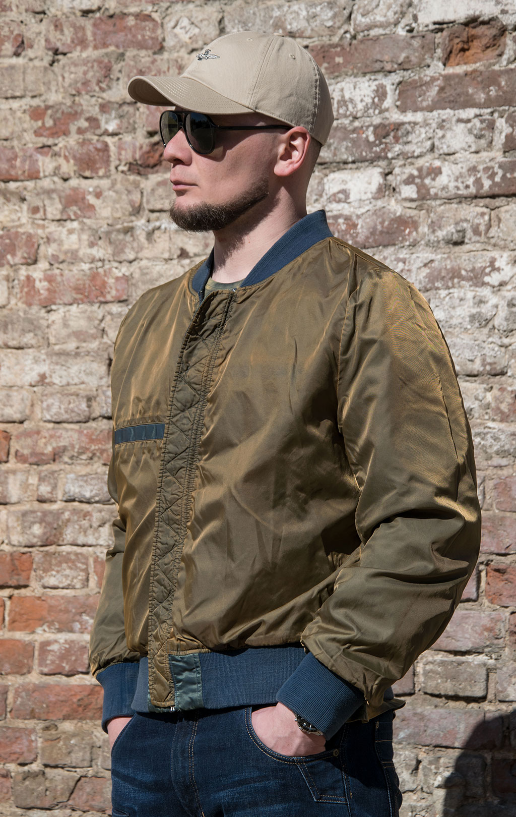 Ветровка-бомбер лётная ALPHA INDUSTRIES SQUADRON BATTLEWASH L-2B SS 22 m dark green 