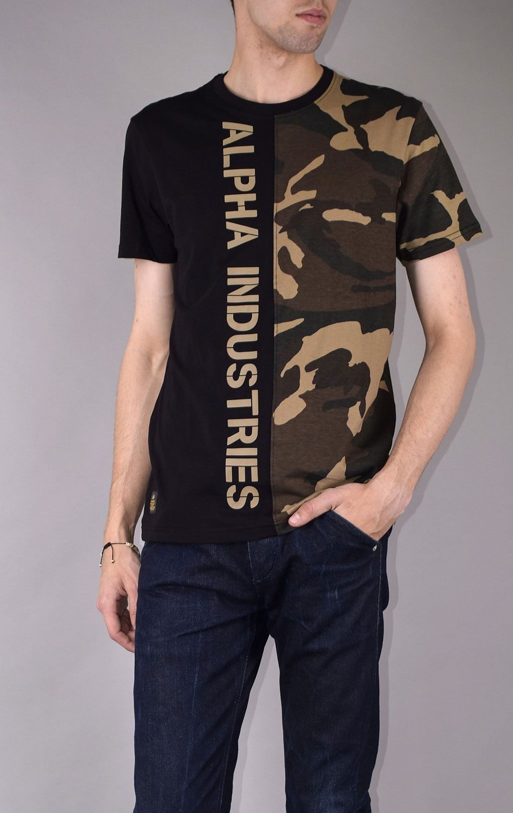 Футболка ALPHA INDUSTRIES CAMO HALF T camo woodland 65 