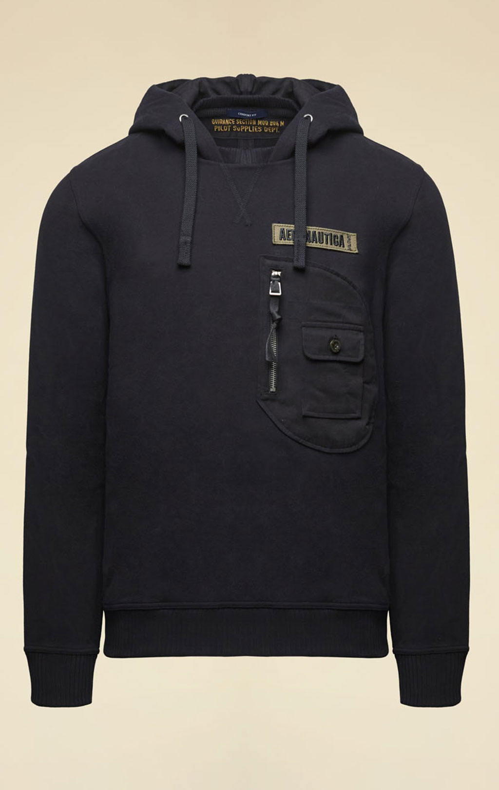 Толстовка с капюшоном AERONAUTICA MILITARE FW 25/26/TR jet black (FE 2068) 