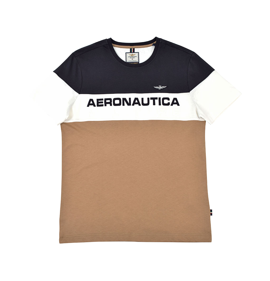 Футболка AERONAUTICA MILITARE SS 20/TR blue navy/off white/khaki (TS 1705) 