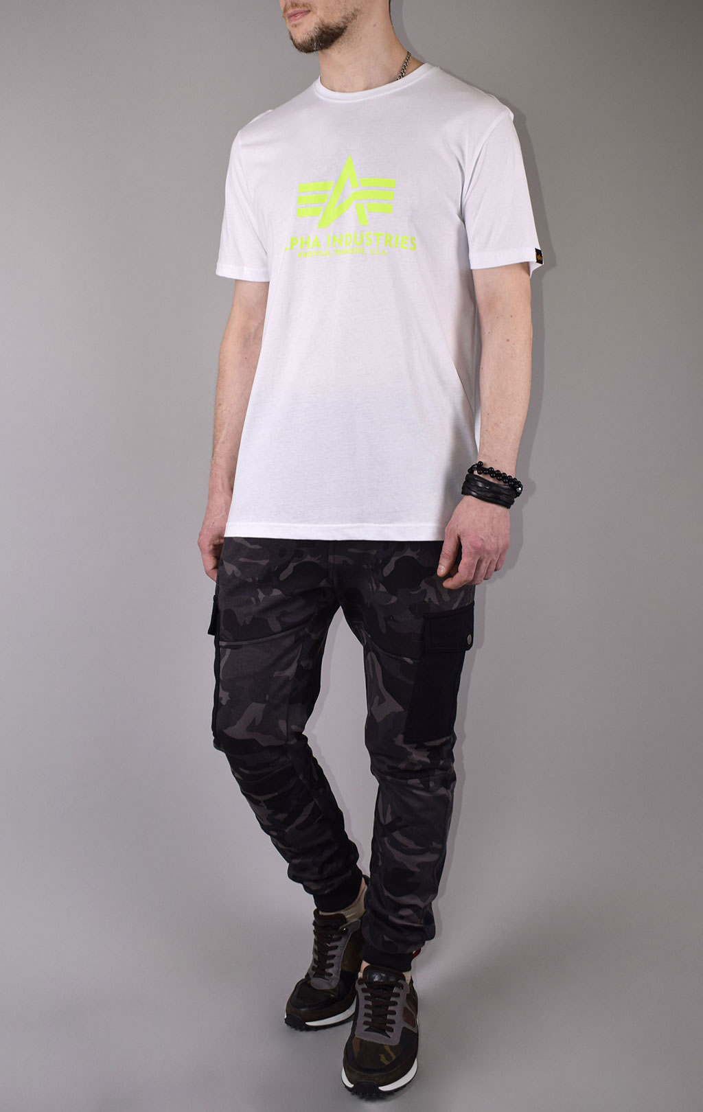 Футболка ALPHA INDUSTRIES BASIC T white/neon yellow 