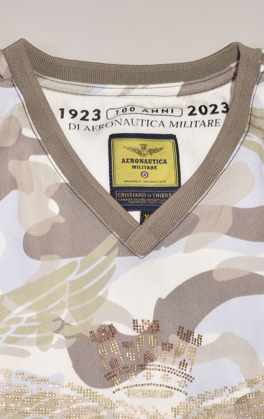 Женская футболка AERONAUTICA MILITARE SS 23/MA camo azzurro donna (TS 2100) 